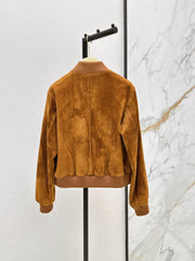 ❤️‍🔥Limited edition❤️‍🔥  26SS New Vintage-Style Brown Suede-Finish Cropped Jacket 🤎