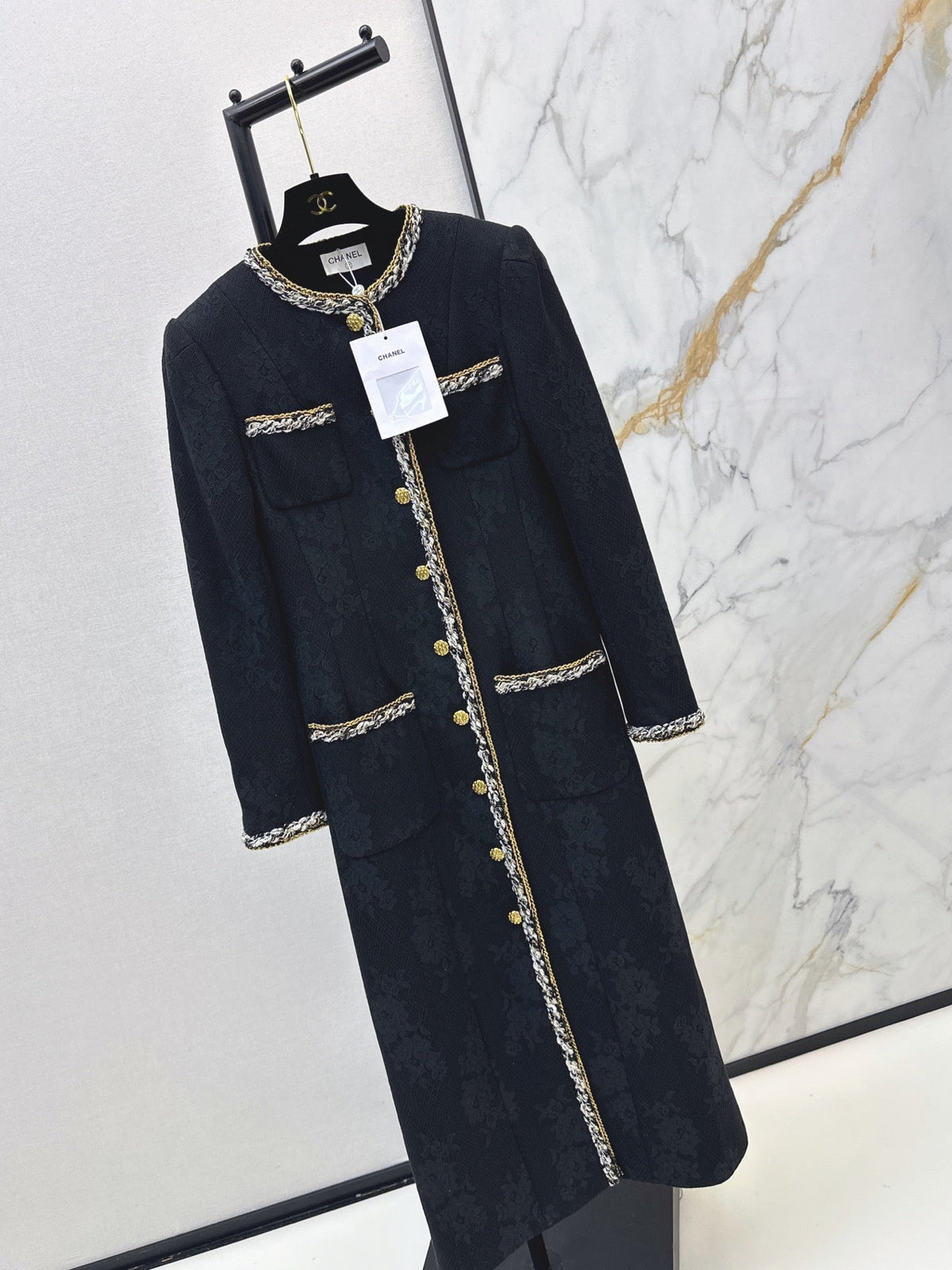 26FW New Crew-Neck Long Lace Coat with Four Pockets 🖤