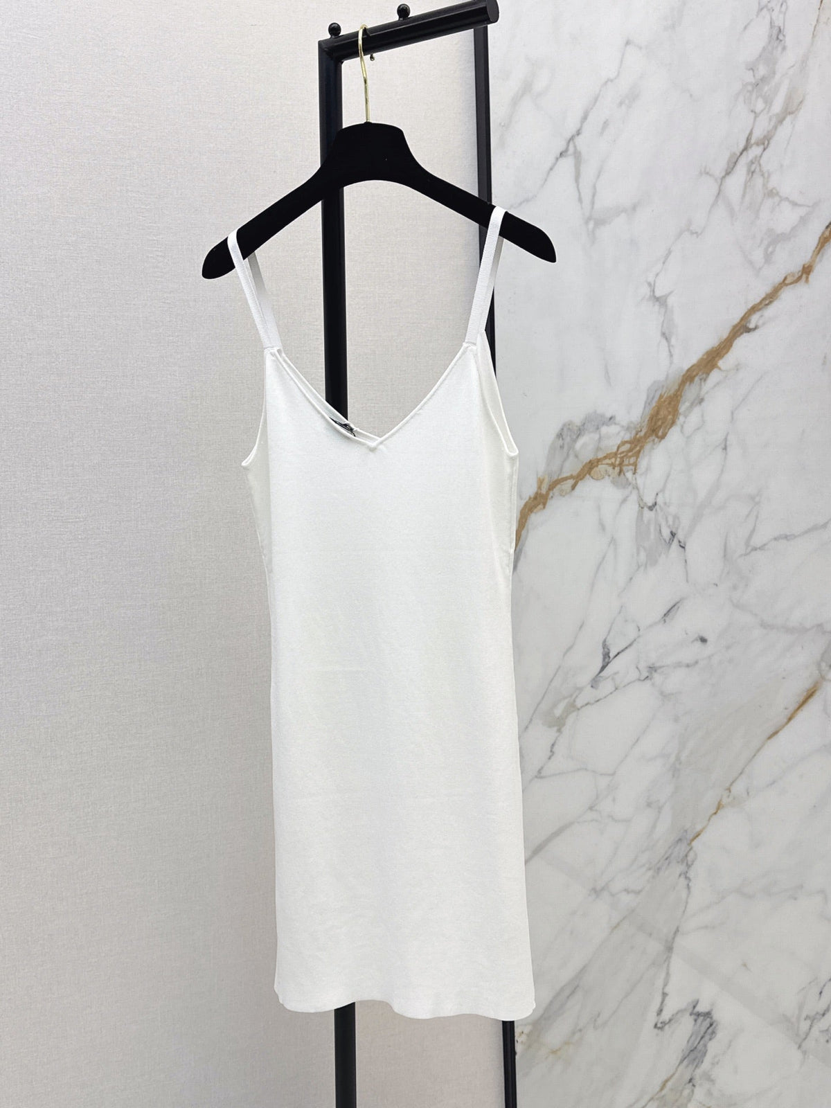26FW New Camisole Dress with Gold-Thread Embroidered Logo Trim 🖤