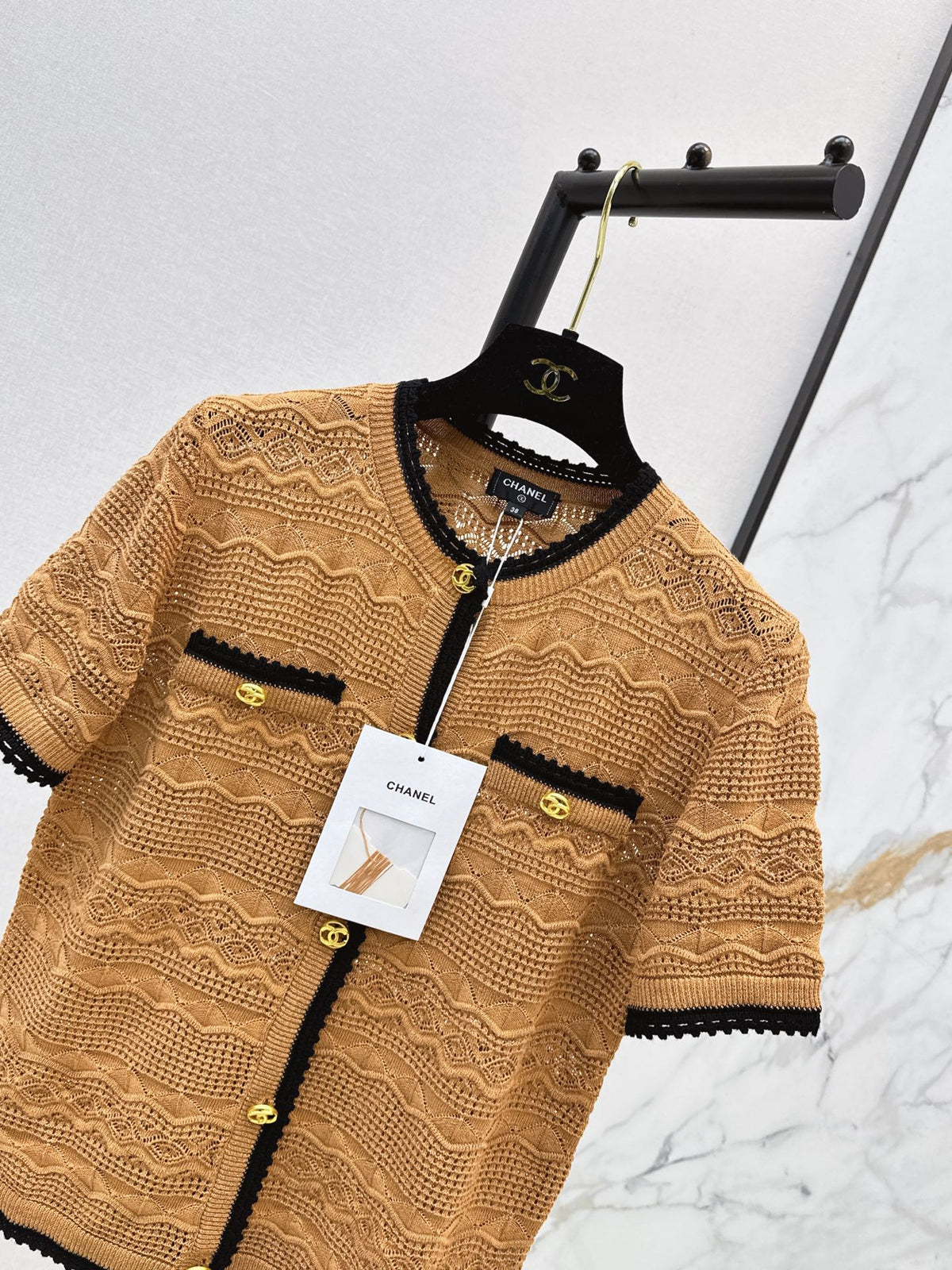 26FW New Color-Block Trim Cut-Out Knit Cardigan 🤎