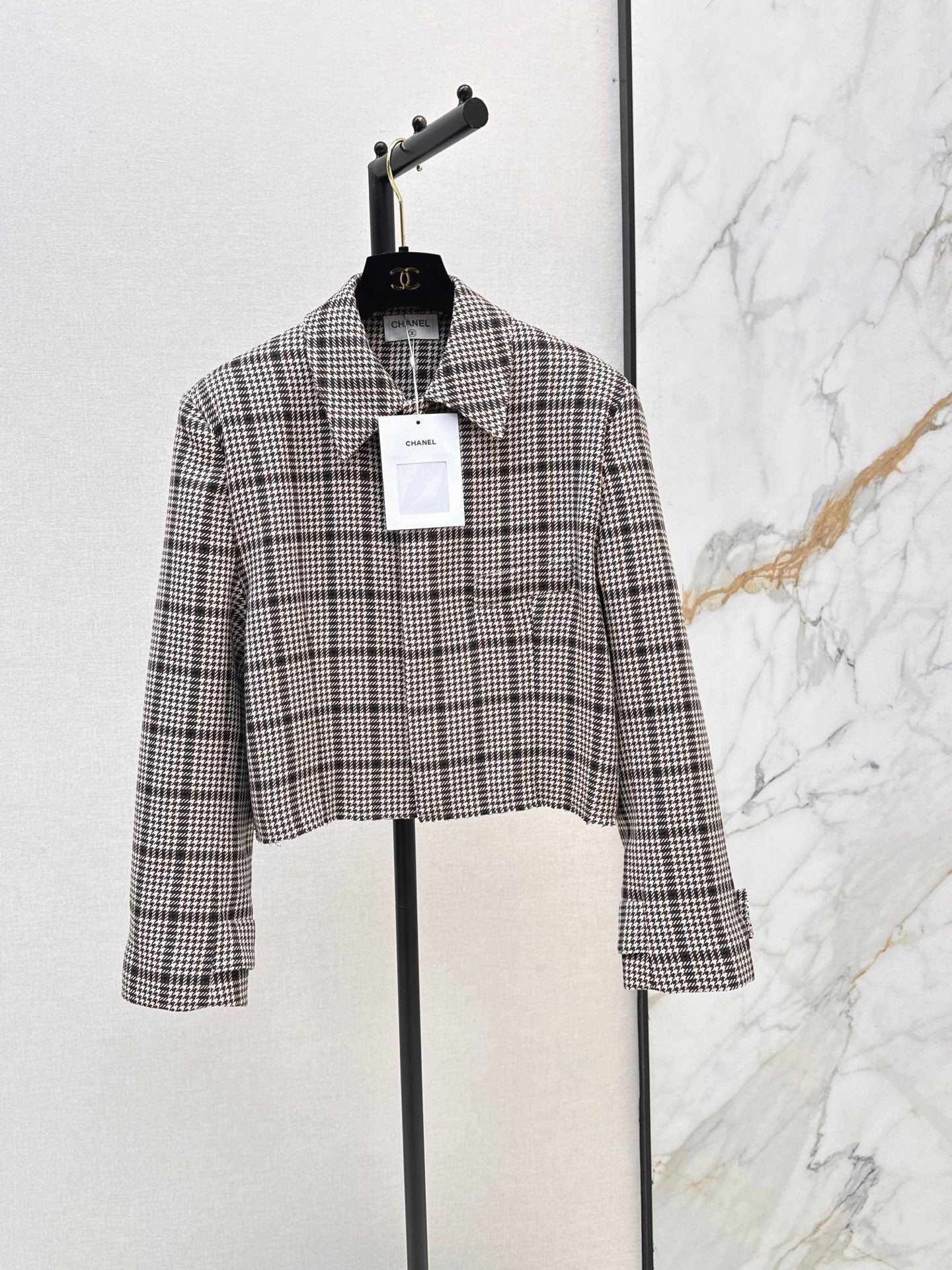 26FW New Houndstooth Cropped Lapel Jacket 🤎