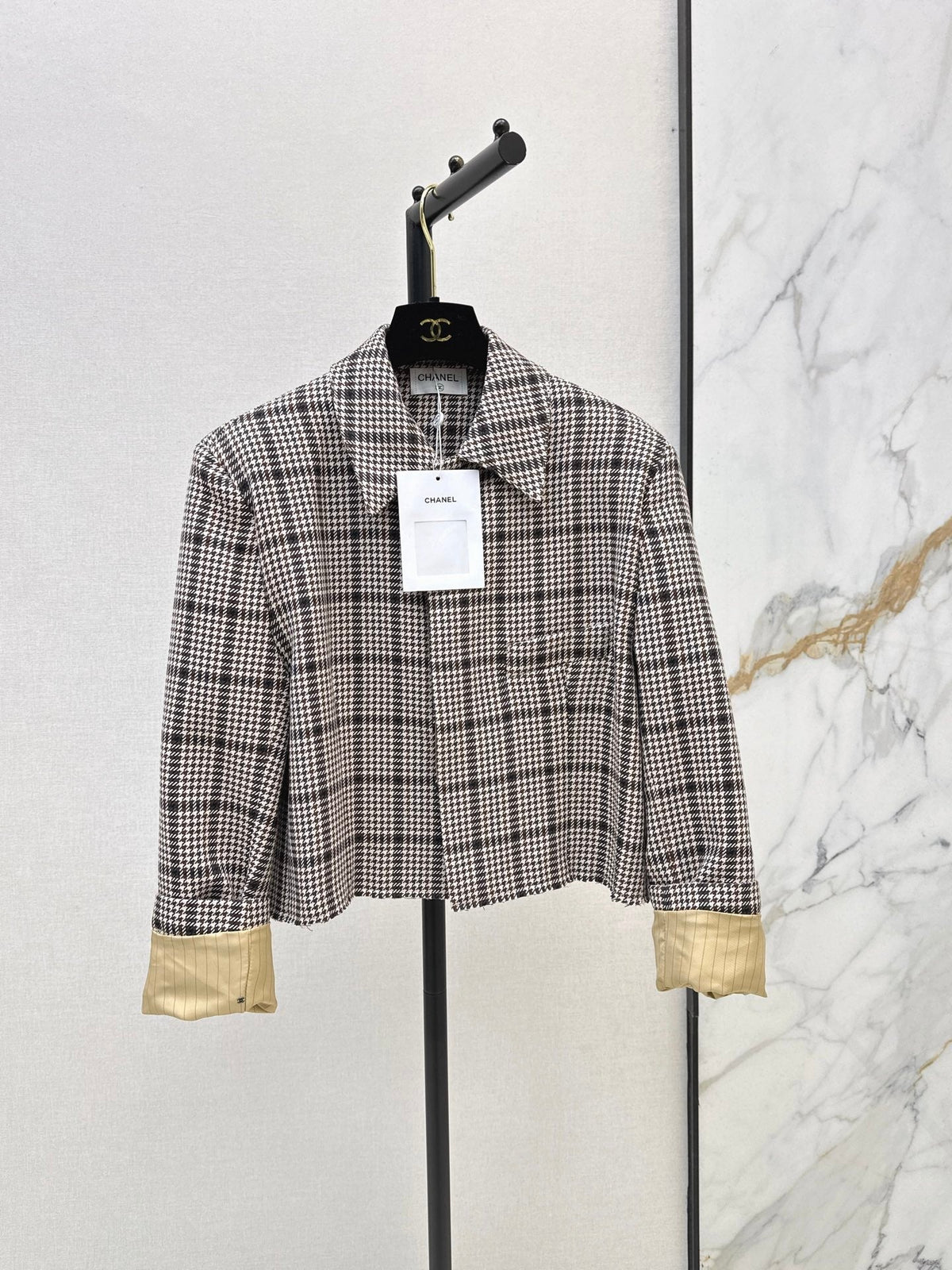 26FW New Houndstooth Cropped Lapel Jacket 🤎