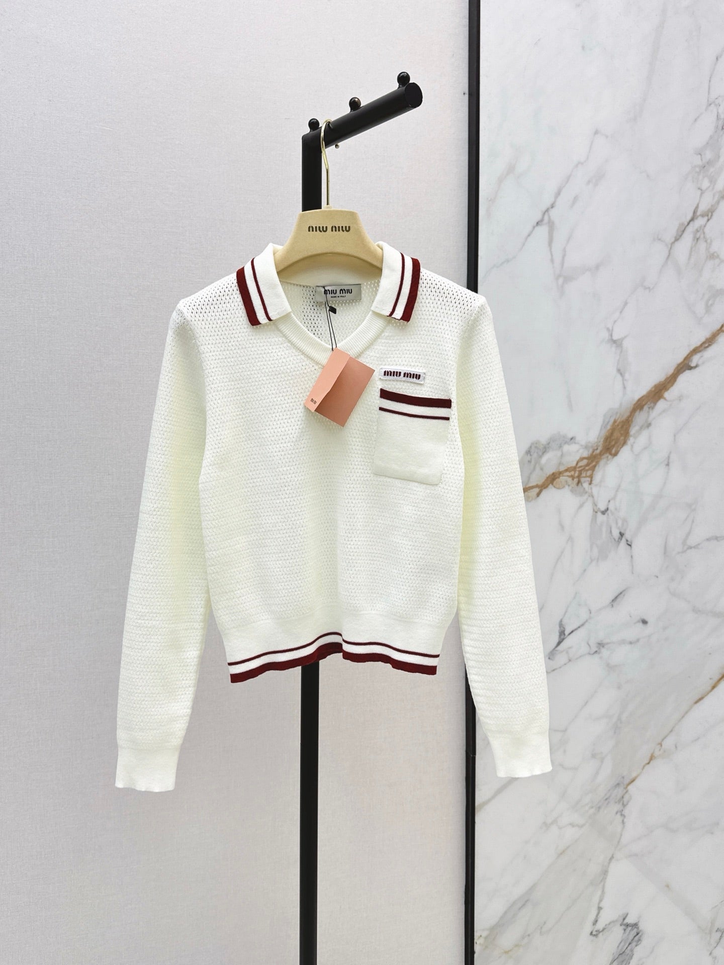 26FW New Color-Block Striped Collared Knit Top 💛