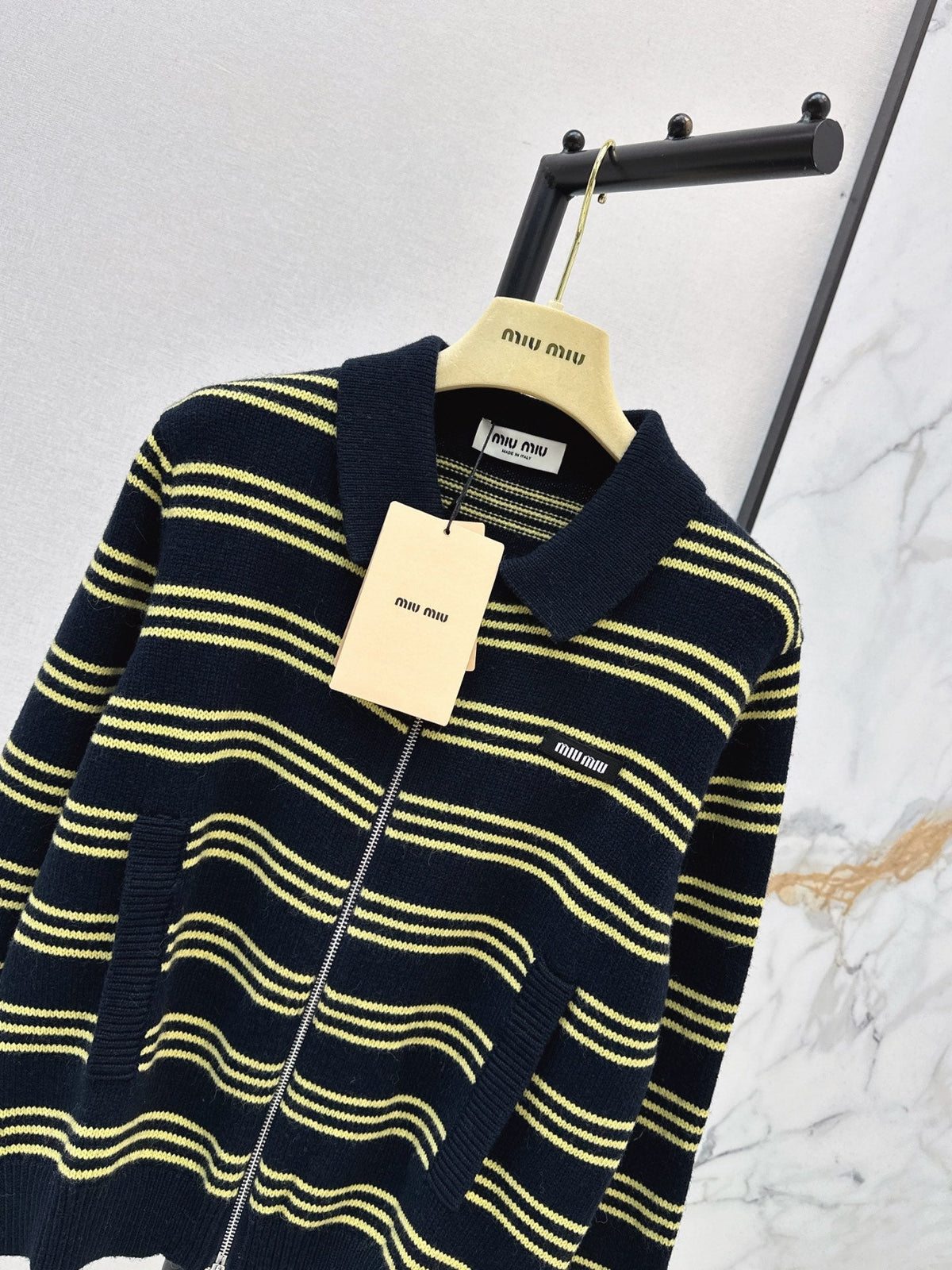 26FW New Striped Knit Cardigan with Collar 🖤